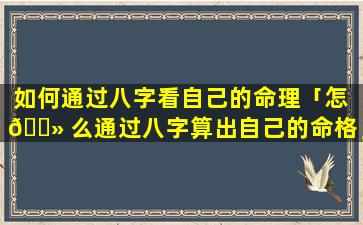 如何通过八字看自己的命理「怎 🌻 么通过八字算出自己的命格」